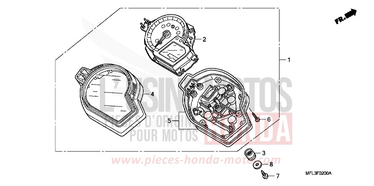 COMPTEUR de CBR1000RR "Fireblade" VIBRANT ORANGE (YR250HA) de 2011